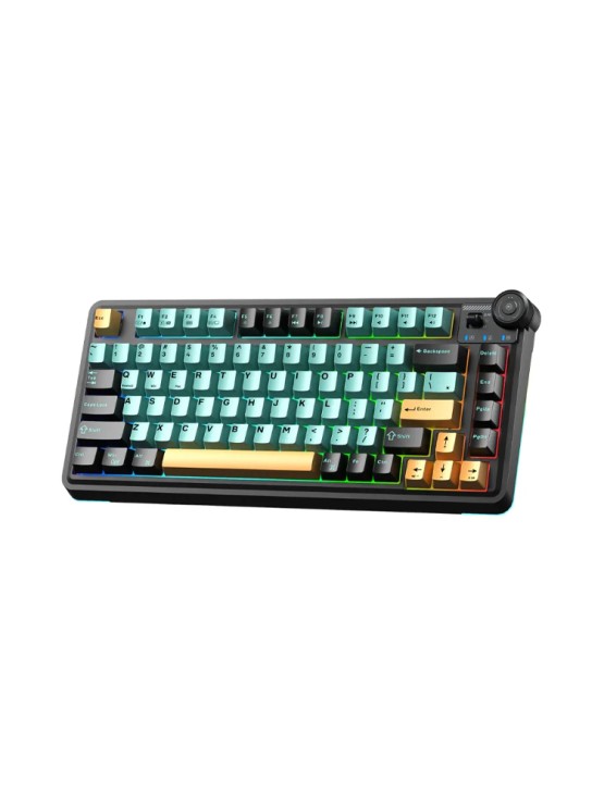 კლავიატურა: AULA AU75 Gasket Wireless Mechanical Keyboard Dark /Green/Orange (Bloomfield Switch)