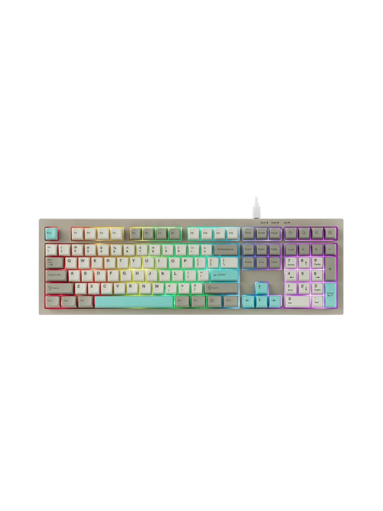 კლავიატურა: AULA S102 Wired Membrane Keyboard Light Gray/White/Turquoise