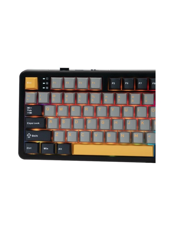 კლავიატურა: AULA F108 Tri-Mode RGB Mechanical Keyboard Gray/Orange/deep Gray (Volcanic Switch)