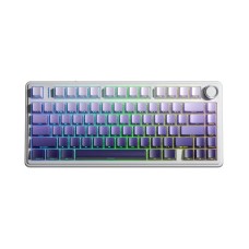 კლავიატურა: AULA F75 Pro RGB Wireless Mechanical Keyboard Glacier White/Gradient Purple (Star Vector Switch)