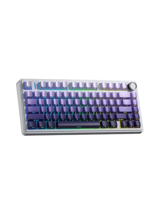 კლავიატურა: AULA F75 Pro RGB Wireless Mechanical Keyboard Glacier White/Gradient Purple (Star Vector Switch)