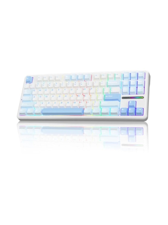 კლავიატურა: AULA F87 RGB Mechanical Gaming Keyboard Sea Salt Blue Light Blue/White/Dark Blue (Gray Wood Switch)