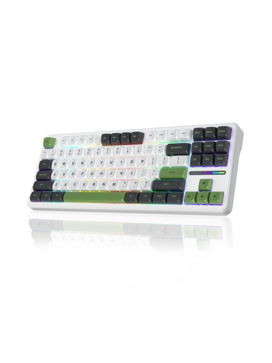 კლავიატურა: AULA F87 RGB Mechanical Gaming Keyboard black/white/green (Grey Wood Switch)