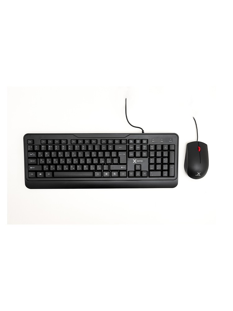 კლავიატურა-მაუსი: Vertex VX-501B Wired Keyboard & Mouse Combo EN/RU Layout Black