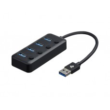 USB ჰაბი: 2E 2E-W1405 4 x USB 3.0 With Switch Black