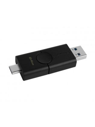 ფლეშ მეხსიერება: Kingston DataTraveler Duo USB Flash Drive 64GB USB3.2 Black - DTDE/64GB