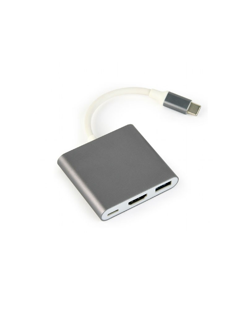 ადაპტერი: Gembird A-CM-HDMIF-02-SG USB type-C multi-adapter Space Grey