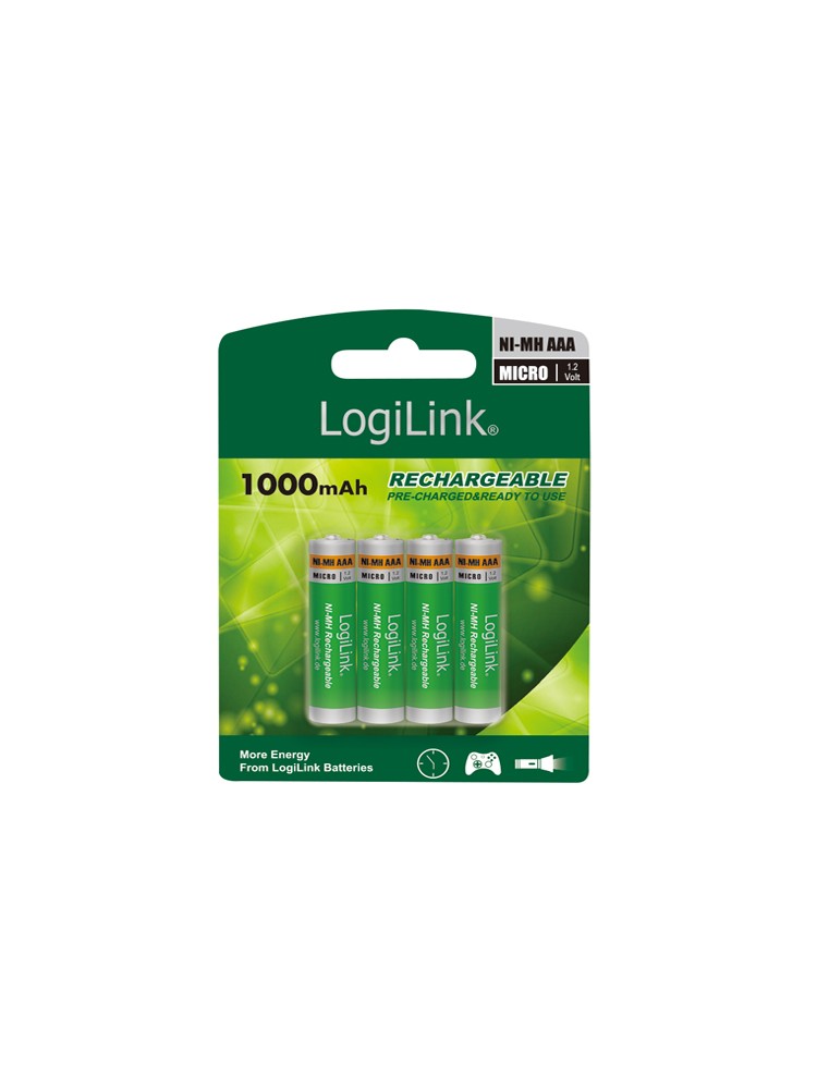 ელემენტი: Logilink LR03RB4 Battery, Rechargeable, NiMH, AAA, 4pcs. Blister
