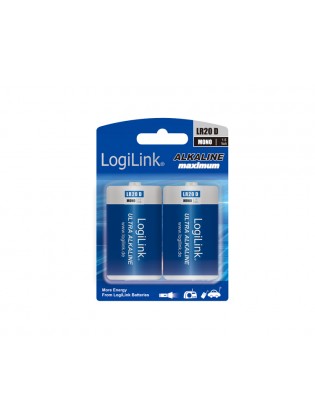 ელემენტი: Logilink LR20B2 Battery, Ultra Power Alkaline D LR20, 2pcs. Blister