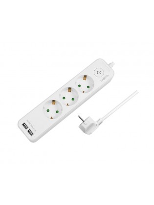 დენის ადაპტორი: Logilink LPS248U Socket Outlet 3-Way + Switch + 2xUSB-A 1.5m White
