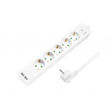 დენის ადაპტორი: Logilink LPS249U Socket Outlet 5-Way + Switch + 2xUSB-A 1.5m White