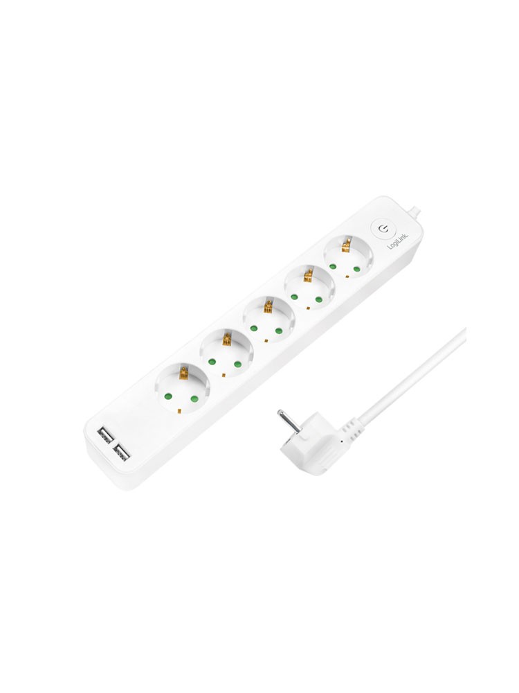 დენის ადაპტორი: Logilink LPS249U Socket Outlet 5-Way + Switch + 2xUSB-A 1.5m White