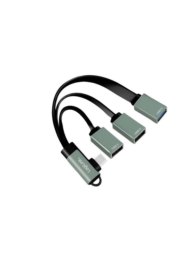 ადაპტერი: Logilink UA0361 USB-C Hub, 90° USB-C plug to 2x USB