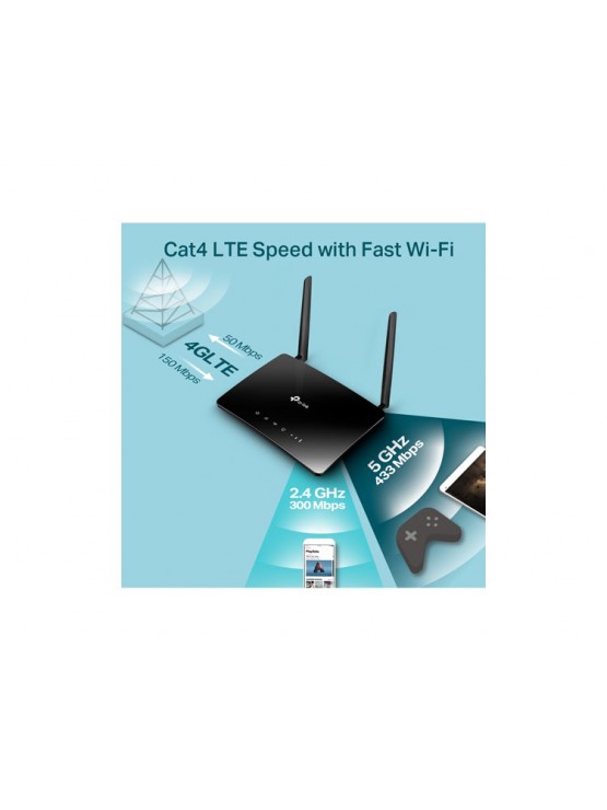როუტერი უკაბელო: TP-Link Archer MR200 AC750 Wireless Dual Band 4GB LTE Router