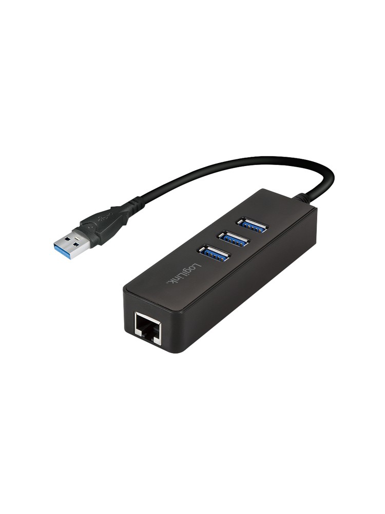 ადაპტერი: LogiLink UA0173A USB 3.0 type A to gigabit adapter to 1x RJ45 and 3x USB 3.0 type A