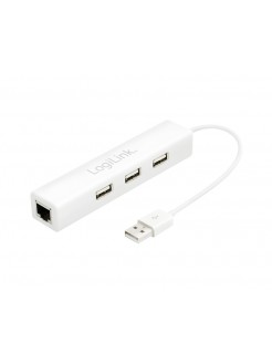 ადაპტერი: LogiLink UA0174A USB 2.0 to Fast Ethernet Adapter with 3-Port USB Hub