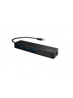 USB ჰაბი: Logilink UA0313 USB 3.1 Type-C 3-port Hub with Gigabit LAN