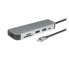 ადაპტერი: Logilink UA0343 USB-C™ Multifunc Hub USB 3.2 Gen1x1 HDMI PD Cardreader