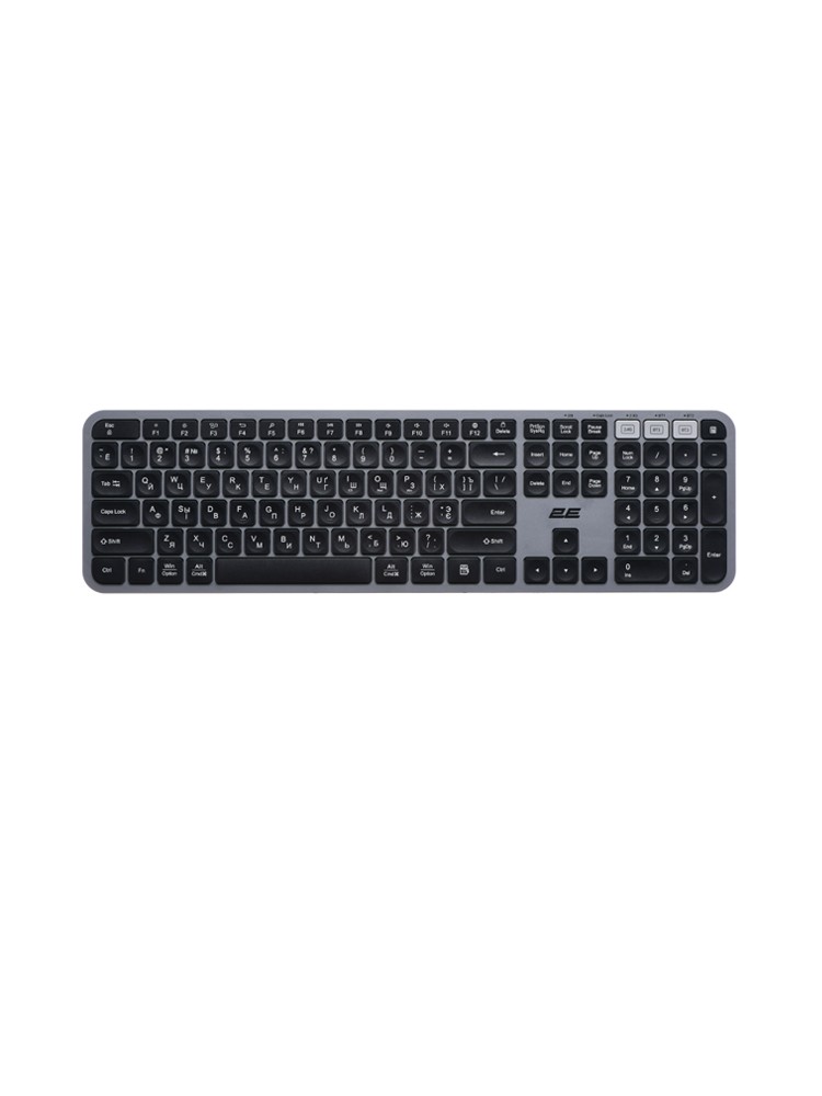 კლავიატურა: 2E KS240WG Wireless USB BT Keyboard Black/Gray - 2E-KS240WG