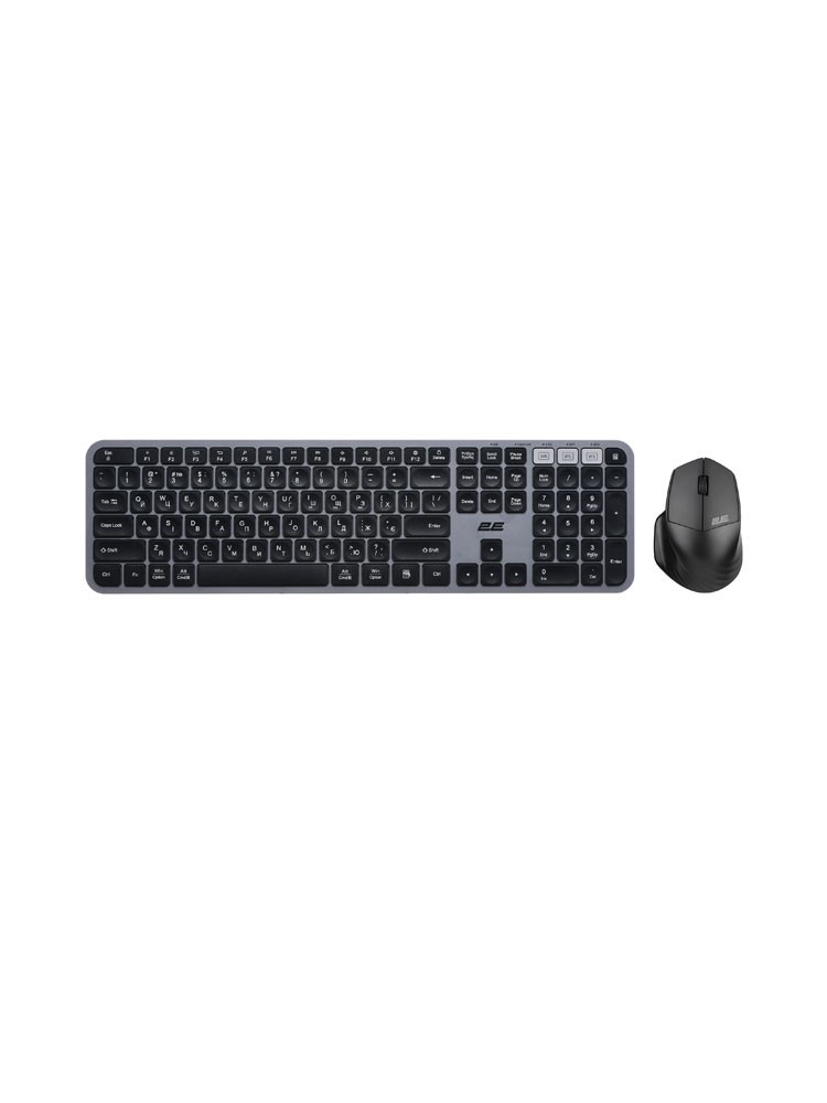 კლავიატურა-მაუსი: 2E MK440 Wireless Bluetooth Keyboard & Mouse EN/UK Grey/Black - 2E-MK440WBGR_UA