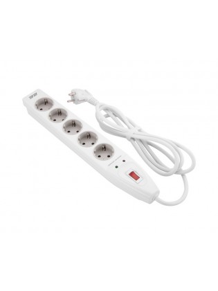 დენის ადაპტორი: 2Е 5 x Schuko 16A Power strip with surge protector 2m white - 2E-SP515M2WH