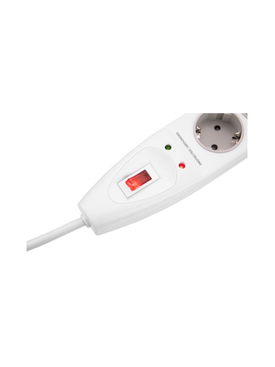 დენის ადაპტორი: 2Е 5 x Schuko 16A Power strip with surge protector 2m white - 2E-SP515M2WH