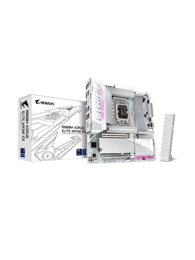 დედა დაფა: Gigabyte B860M AORUS ELITE WIFI6E ICE 1.0 4DDR5 LGA1851 - 9MB86MLI6-00-G10