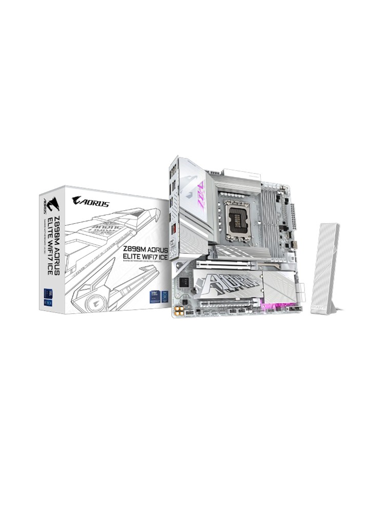 დედა დაფა: Gigabyte Z890M AORUS ELITE WIFI7 ICE 1.0 4DDR5 LGA1851 - 9MZ89ML7E-00-G10