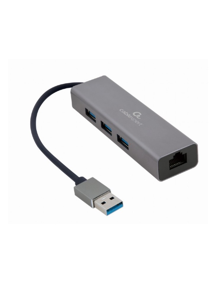 ადაპტერი: Gembird A-AMU3-LAN-01 USB AM Gigabit network adapter with 3-port USB 3.0 hub