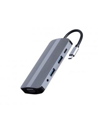ადაპტერი: Gembird A-CM-COMBO8-02 USB Type-C 8-in-1 multi-port adapter (Hub+HDMI+VGA+PD+card reader+stereo audio) Silver
