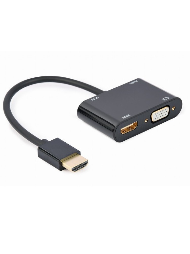 ადაპტერი: Gembird A-HDMIM-HDMIFVGAF-01 HDMI to HDMI + VGA + Audio Adapter Cable 15cm Black