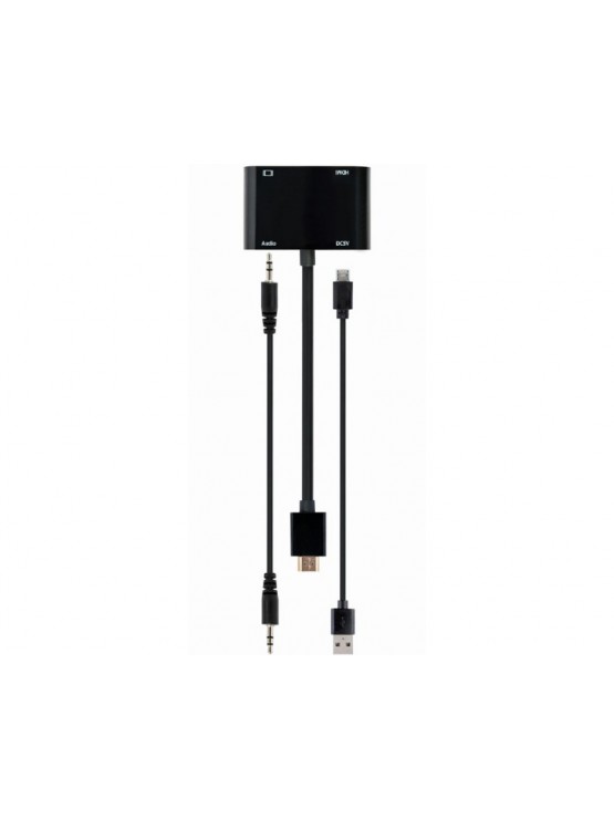 ადაპტერი: Gembird A-HDMIM-HDMIFVGAF-01 HDMI to HDMI + VGA + Audio Adapter Cable 15cm Black