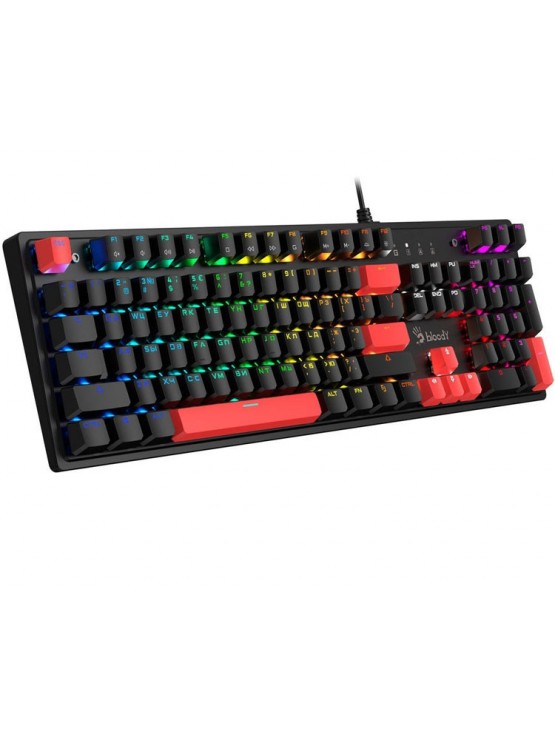 კლავიატურა: A4tech Bloody S510R RGB Mechanical Gaming Keyboard Brown Switch US Layout Fire Black