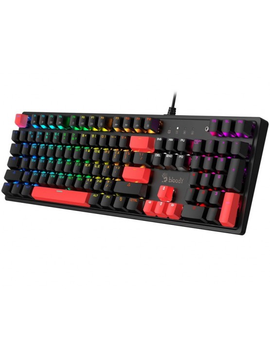 კლავიატურა: A4tech Bloody S510R RGB Mechanical Gaming Keyboard Brown Switch US Layout Fire Black