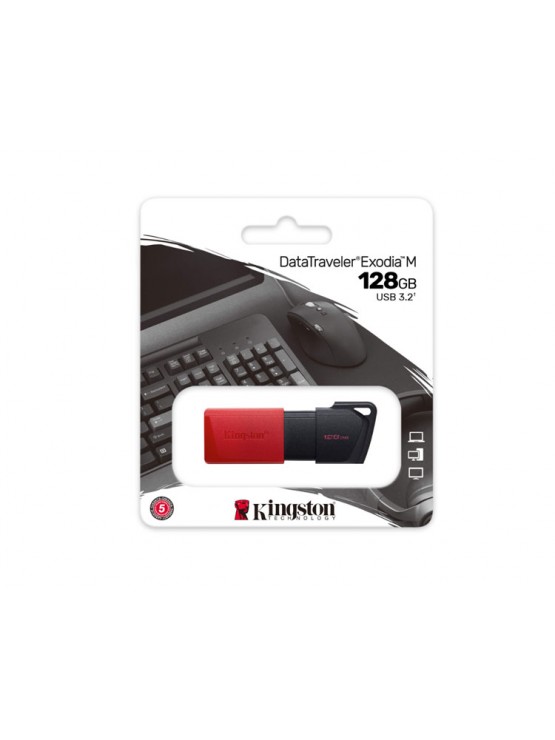 ფლეშ მეხსიერება: Kingston DataTraveler Exodia M 128GB USB3.2 Black/Red - DTXM/128GB
