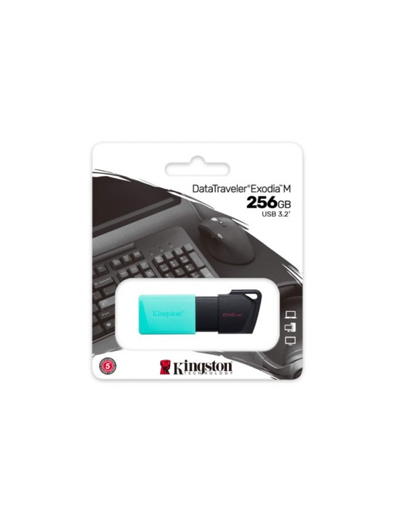 ფლეშ მეხსიერება: Kingston DataTraveler Exodia M 256GB USB3.2 Black/Teal - DTXM/256GB