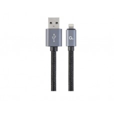 კაბელი: Gembird CCB-mUSB2B-AMLM-6 USB to Lightning Cotton braided 8-pin Cable 1.8m Black