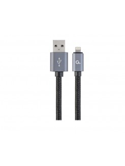კაბელი: Gembird CCB-mUSB2B-AMLM-6 USB to Lightning Cotton braided 8-pin Cable 1.8m Black