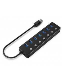 USB ჰაბი: Gembird UHB-U3P7P-01 7-port USB3.1 hub with switches Black