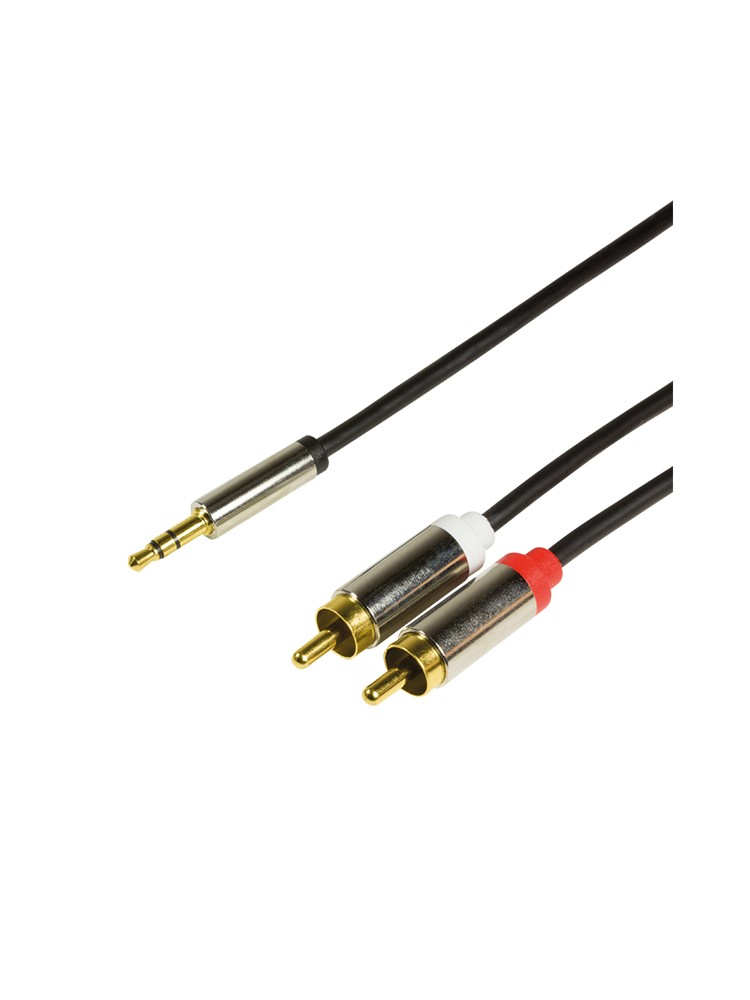 აუდიო კაბელი: Logilink CAB1103 Audio cable 3.5 mm to 2x RCA/M metal black 1 m