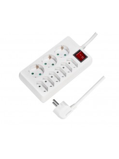 დენის ადაპტორი: Logilink LPS201 Socket outlet 9-way + switch 6x CEE 7/3 + 3x CEE 7/16 1.5m White