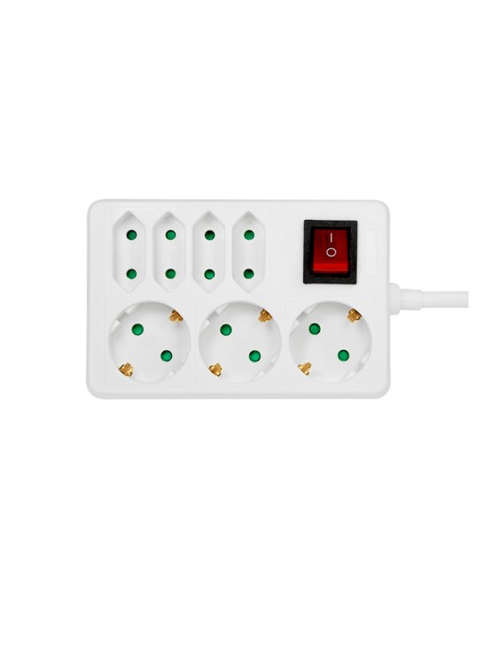 დენის ადაპტორი: Logilink LPS210 Socket outlet 7-way + switch 5 m white