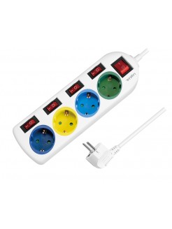 დენის ადაპტორი: Logilink LPS257 Power strip 4-way with 5 switches 4x CEE 7/3 multicolor 1.5m