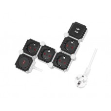 დენის ადაპტორი: Logilink LPS276U Socket outlet 4-way + 2x USB-A flexible 1.5 m