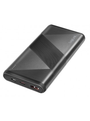 დამტენი: Logilink PA0275 Power bank 10000mAh 1x USB-A QC 3.0 & 1x USB-C PD 2.0 2-in-1 cable Black
