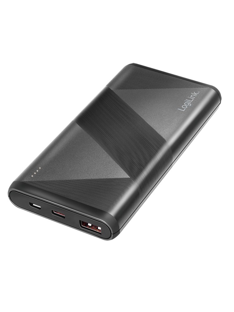 დამტენი: Logilink PA0275 Power bank 10000mAh 1x USB-A QC 3.0 & 1x USB-C PD 2.0 2-in-1 cable Black