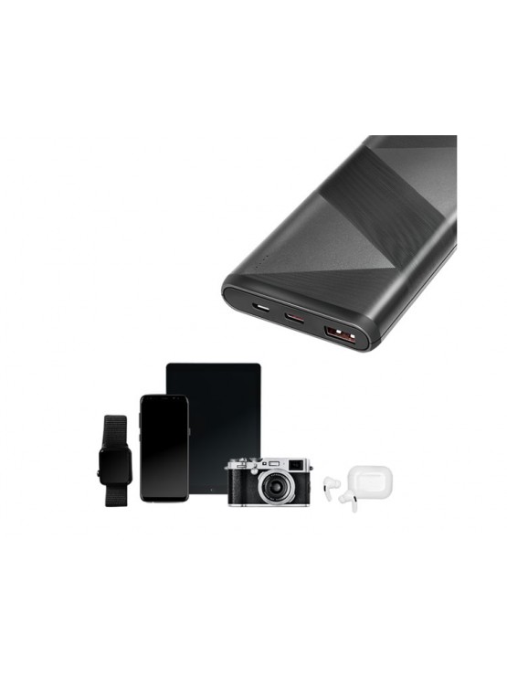 დამტენი: Logilink PA0275 Power bank 10000mAh 1x USB-A QC 3.0 & 1x USB-C PD 2.0 2-in-1 cable Black
