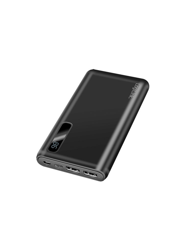 დამტენი: Logilink PA0280 Power Bank 10.000mAh 2xUSB with display Black