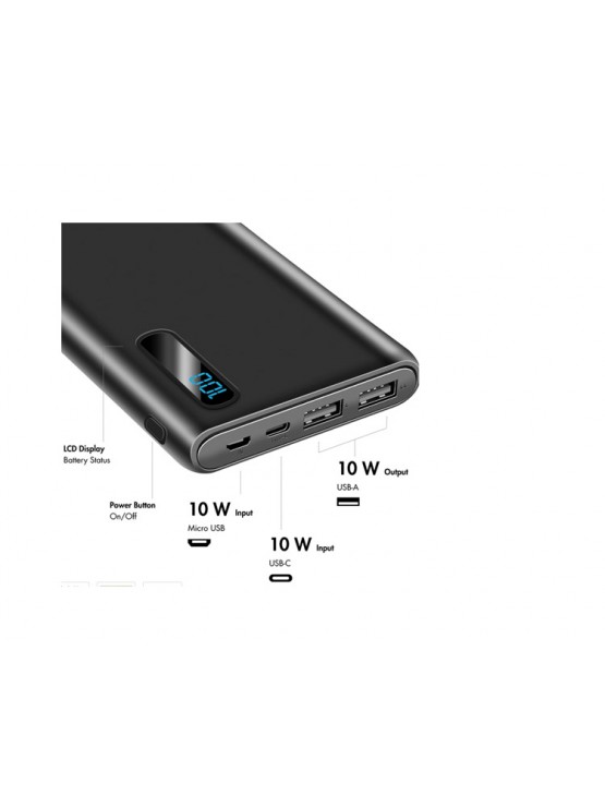 დამტენი: Logilink PA0280 Power Bank 10.000mAh 2xUSB with display Black