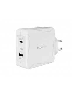 დამტენი: Logilink PA0281 Dual USB charger set 1x USB-C 1x USB-A 100W white